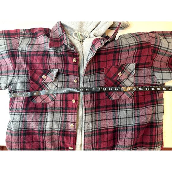 Field & Stream Hooded Flannel Shirt Jacket Men’s XXL Burgundy/Gray Zip Front - Picture 10 of 11
